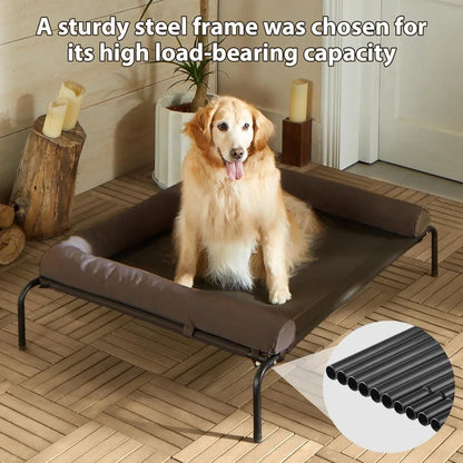 Large Elevated Cooling Dog Bed,Raised Dog Cots Beds for Large Dogs,Outdoor Dog Bed for Large Dogs,Chew Proof Portable