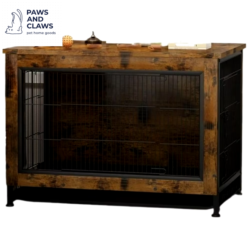 Dog Crate, Heavy Duty Crate End Table with Pull Out Tray for Large and 3 Door Pet Kennel Indoor Furniture, Dog Crate