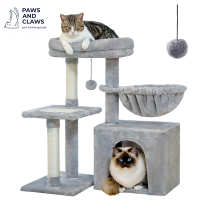 Cat Tree Cat Tower for Indoor Cats 2 Styles Cat Activity Tree with Cat Scratching Posts Big Hammock and Removable Top Perch Grey