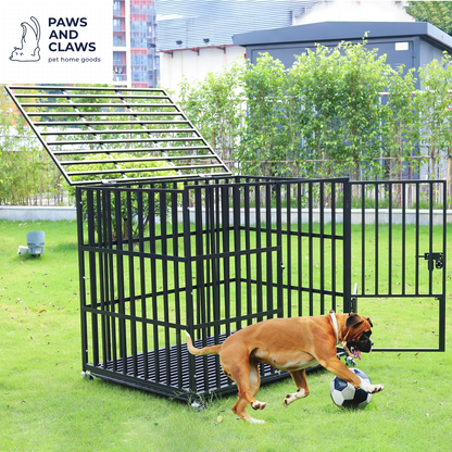 L XL XXL Heavy Duty Dog Crate with 4 Lockable Wheels 3 Doors and Removable Tray Metal Pet Kennels Cage Playpen