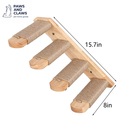 Cat Climbing Shelf Wall Mounted Four Step Stairway with Sisal Scratching Post for Cats Tree Tower Platform Jumping Pet Furniture