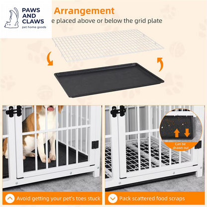 Heavy Duty Dog Kennels Metal Wooden Dog Crate End Table Furniture Style Pet Cage with Three Doors and Removable Tray