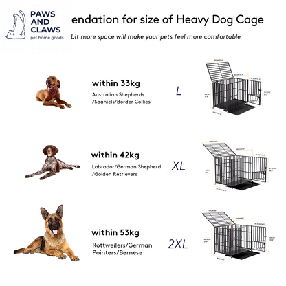 L XL XXL Heavy Duty Dog Crate with 4 Lockable Wheels 3 Doors and Removable Tray Metal Pet Kennels Cage Playpen