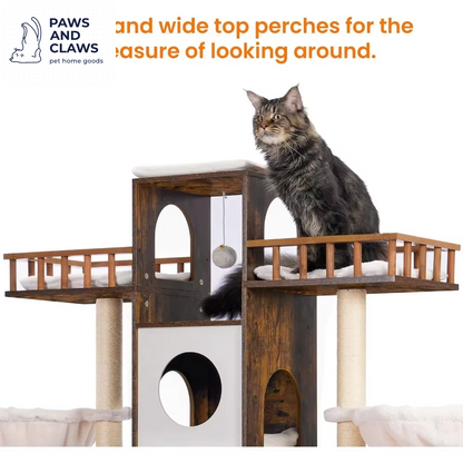 Cat Tree with Litter Box Enclosure for Indoor Big Cat and Large Cats 20 Lbs Heavy Duty,With Scratching Posts Modern Cat Tower