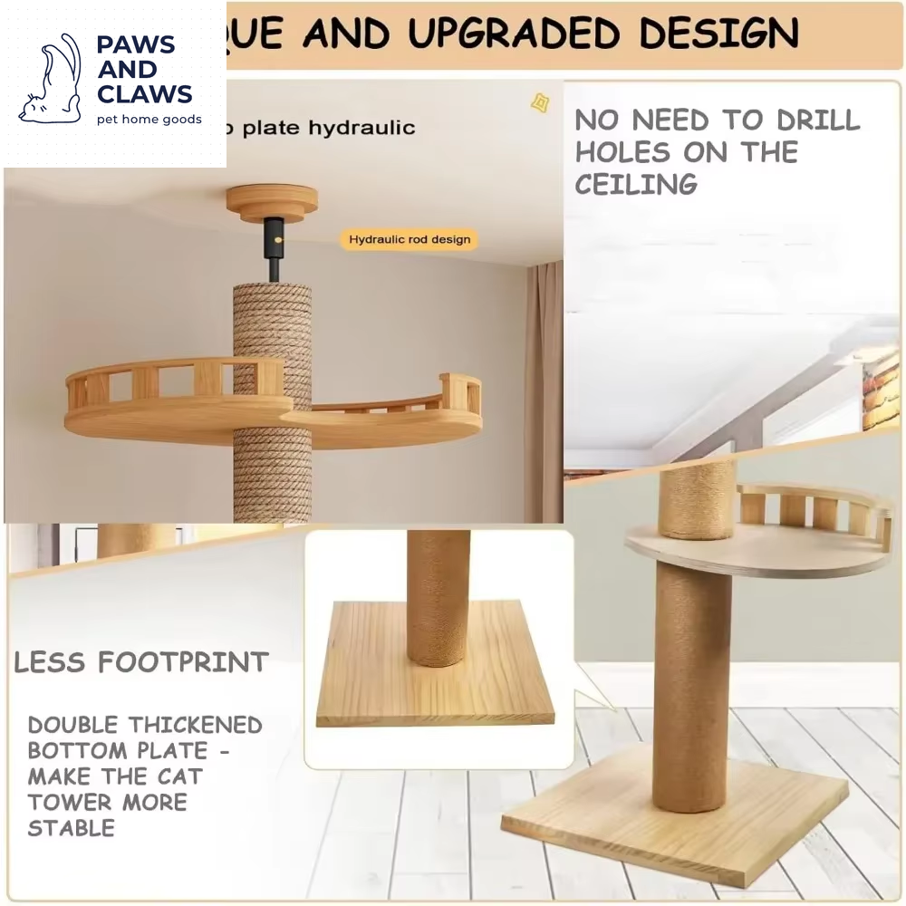 Tall Climbing Tree Accessories for Cats Cat Tower 5-Layer Cat Tree Height Adjustable from Floor to Ceiling Space Capsule Scraper