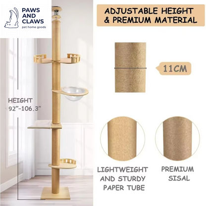 Tall Climbing Tree Accessories for Cats Cat Tower 5-Layer Cat Tree Height Adjustable from Floor to Ceiling Space Capsule Scraper