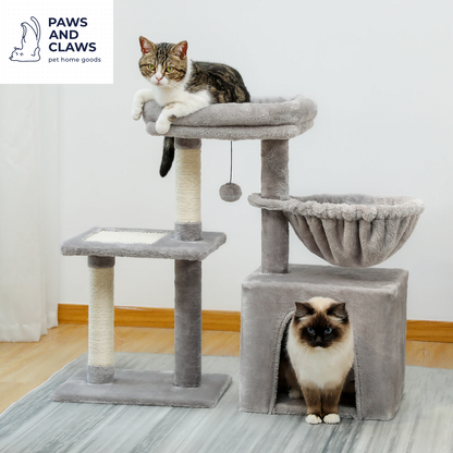 Cat Tree Cat Tower for Indoor Cats 2 Styles Cat Activity Tree with Cat Scratching Posts Big Hammock and Removable Top Perch Grey