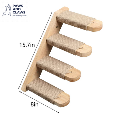 Cat Climbing Shelf Wall Mounted Four Step Stairway with Sisal Scratching Post for Cats Tree Tower Platform Jumping Pet Furniture