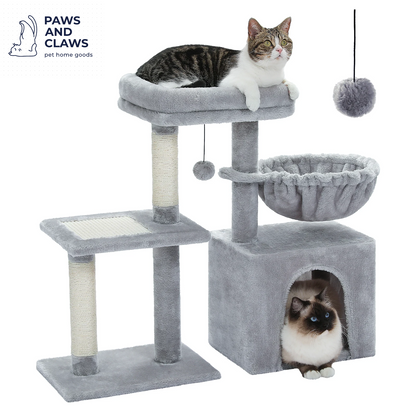 Cat Tree Cat Tower for Indoor Cats 2 Styles Cat Activity Tree with Cat Scratching Posts Big Hammock and Removable Top Perch Grey