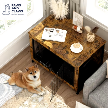 Dog Crate, Heavy Duty Crate End Table with Pull Out Tray for Large and 3 Door Pet Kennel Indoor Furniture, Dog Crate